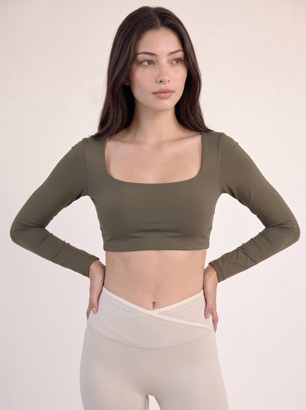 Contour Long Sleeve Crop - Olive