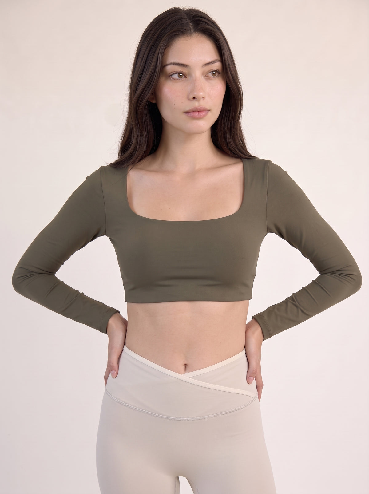 Contour Long Sleeve Crop - Olive