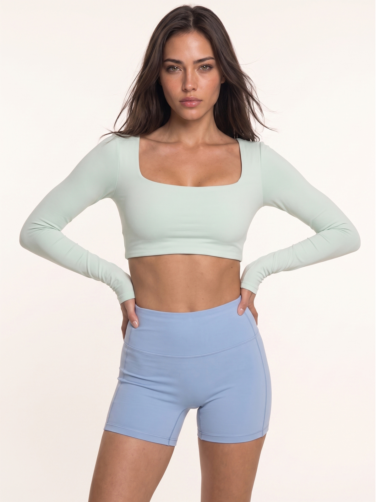 Contour Long Sleeve Crop - Peppermint