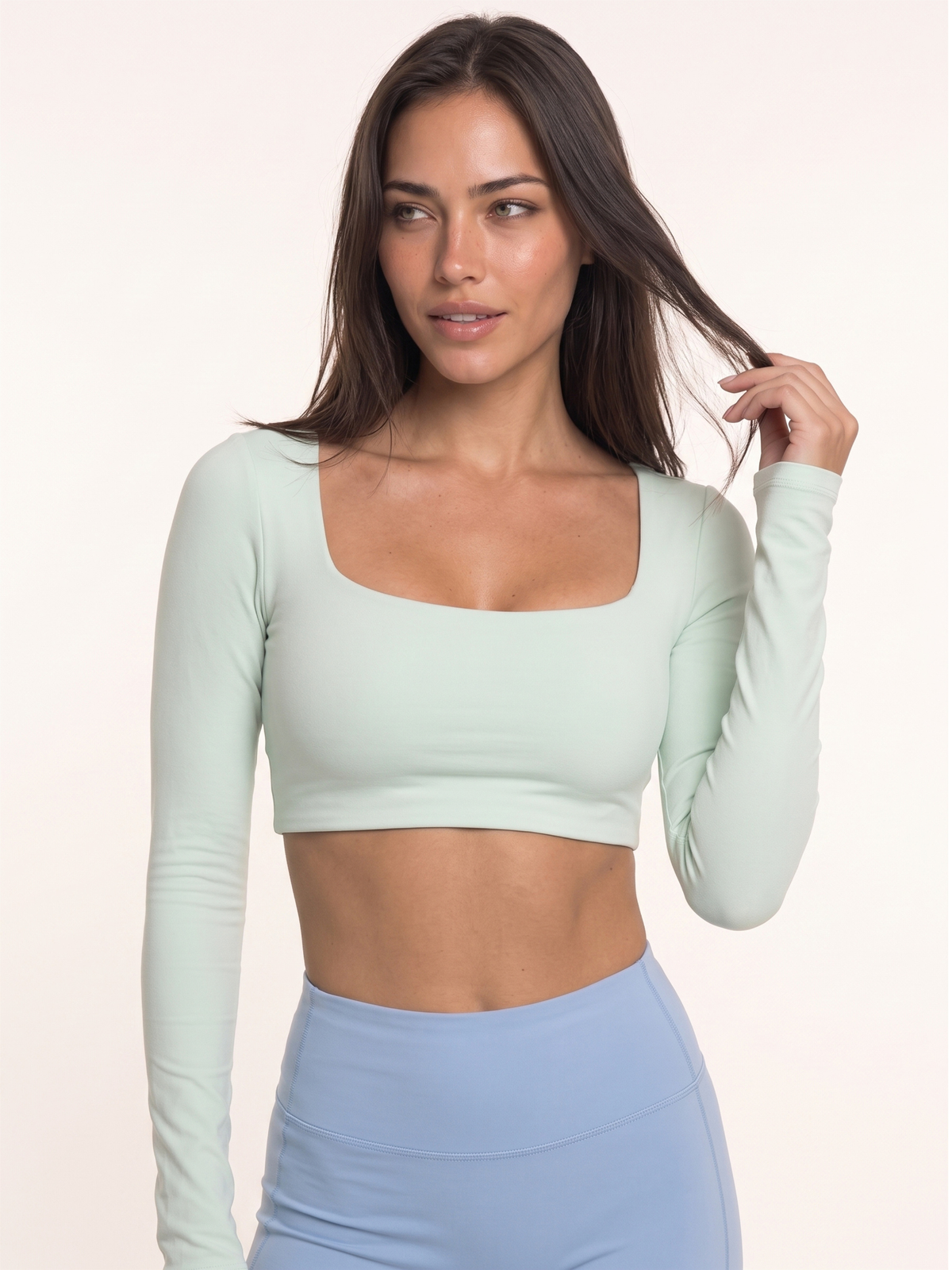 Contour Long Sleeve Crop - Peppermint