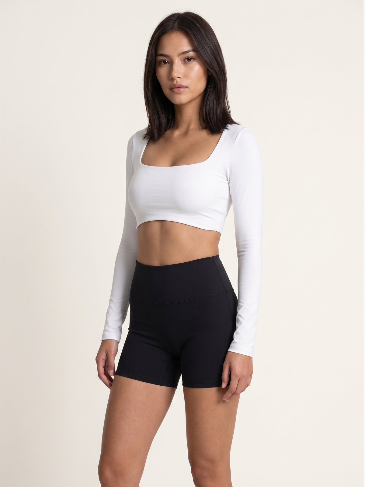 Contour Long Sleeve Crop - White