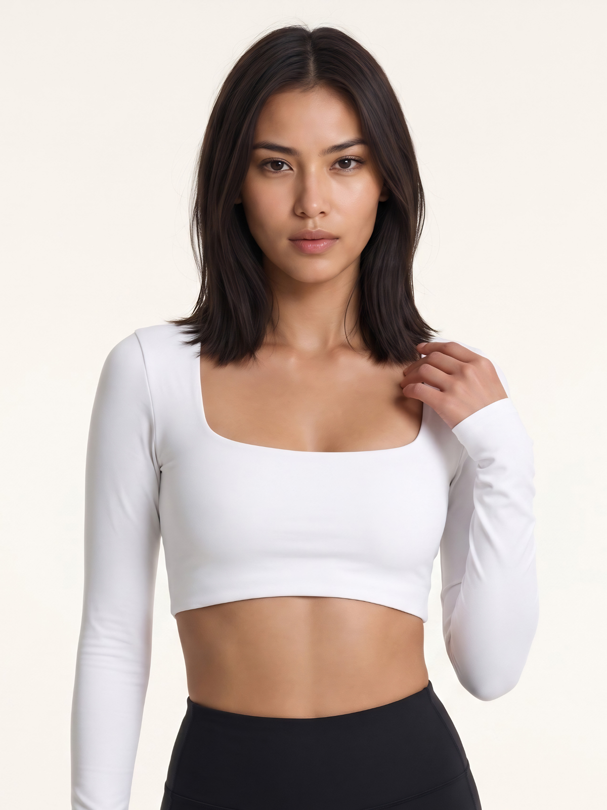 Contour Long Sleeve Crop - White