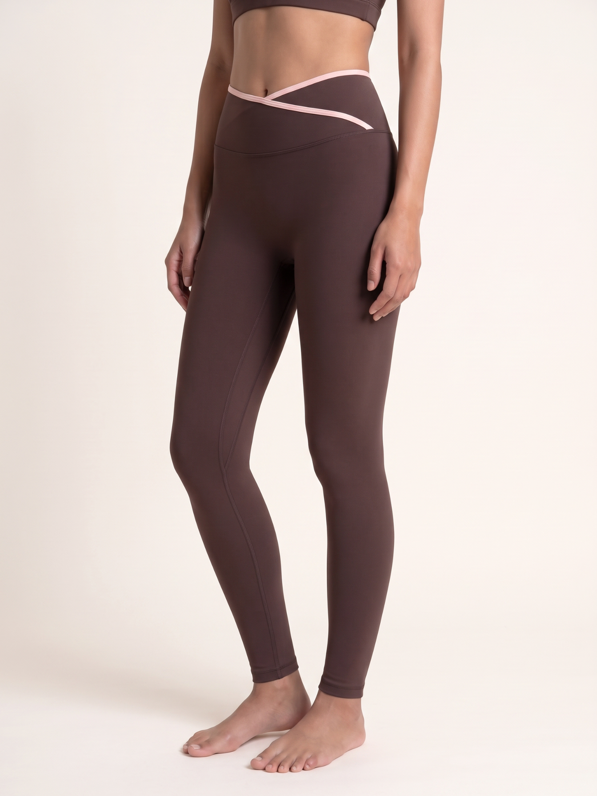 Crossover two tone legging - Cocoa Puff