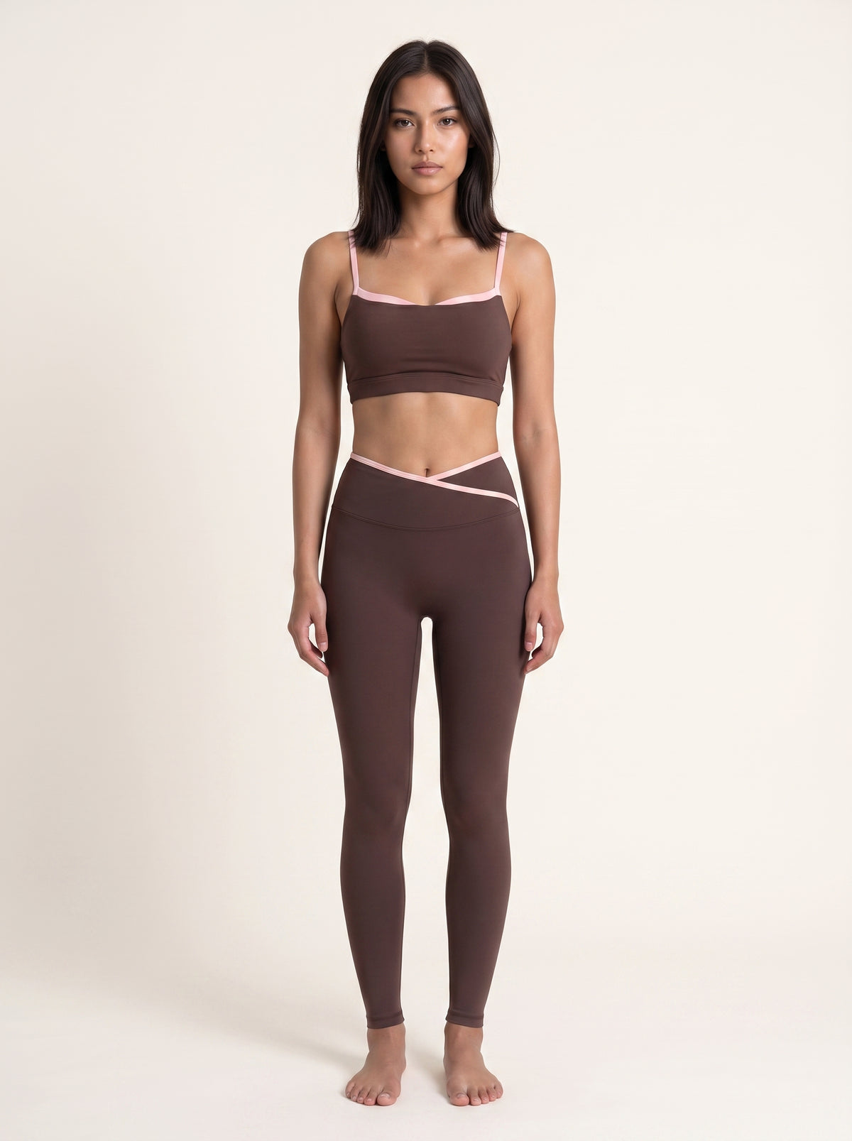 Crossover two tone legging - Cocoa Puff